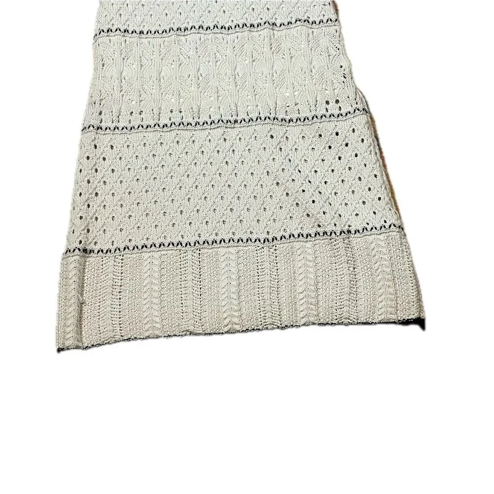 Olive + Oak Cream and Black Boho Crotchet Maxi Dress Lined XS